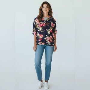 1 clique Floral Navy hoodie